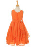 Pleated Chiffon Asymmetric Ruffled Flower Girl Dress